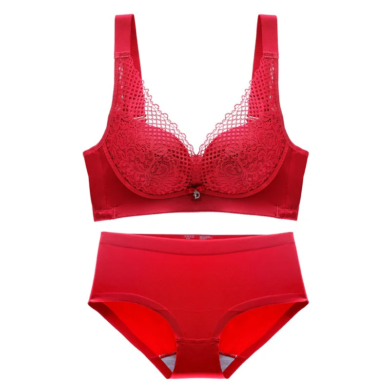 

New adjustable bra set Dimo vest style luxurious satin lace stitching soft lingerie