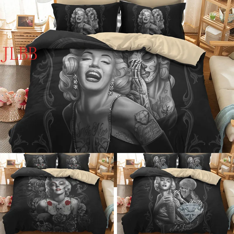Комплект постельного белья с 3D изображением Мерлин Монро размер king США черный