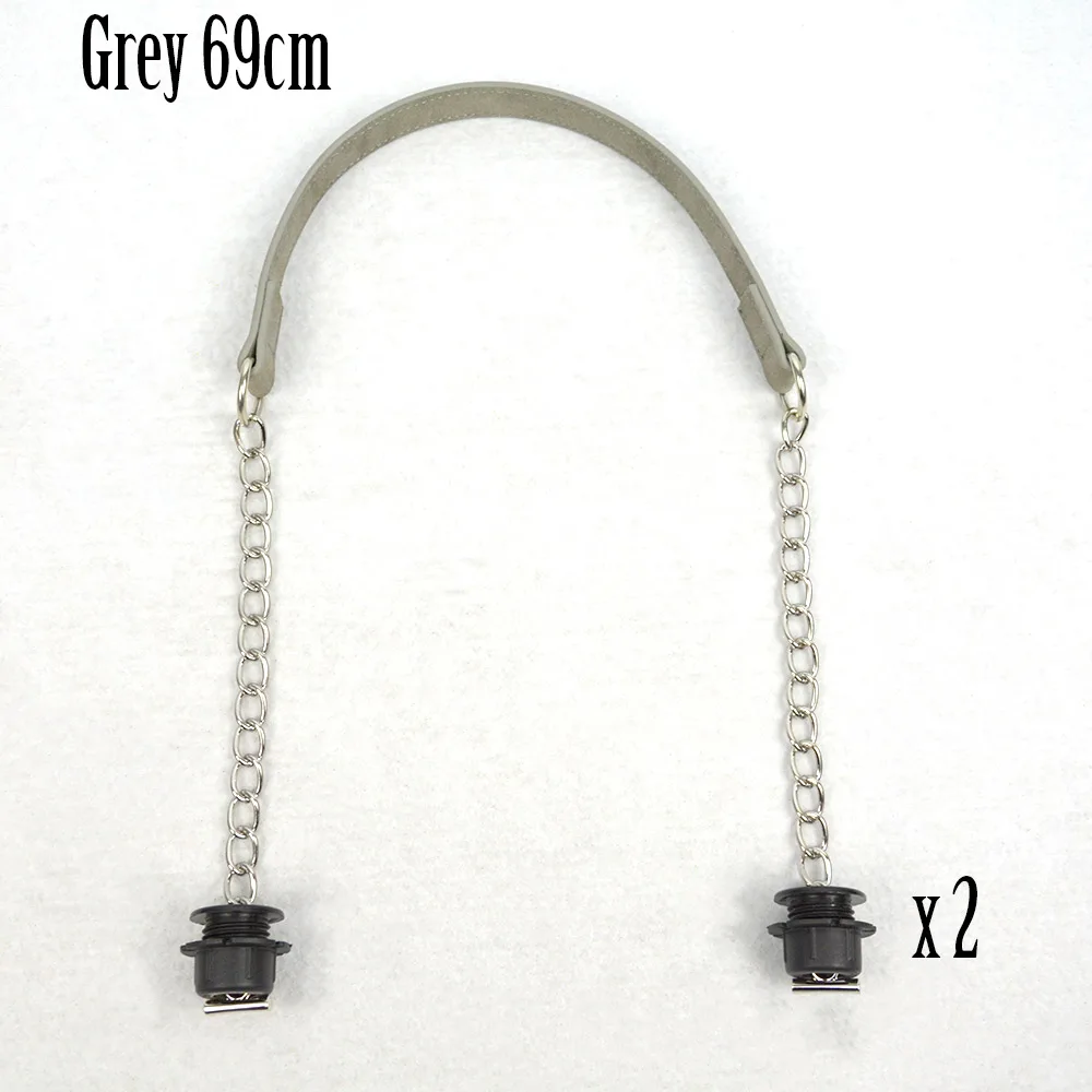 grey huntfun 1 пара нубук плоский серебряный короткий толстый одна цепь с застежка от черные винты для Obag O ручки для сумок для женщин сумка - Цвет: grey