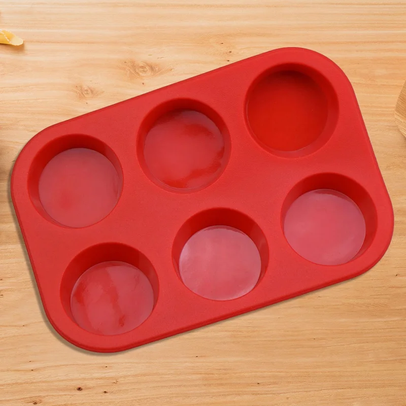 

1 Pc Even 6 Muffin Cup Silicone Round Cup Cake Baking Tools Egg Tart Die DIY