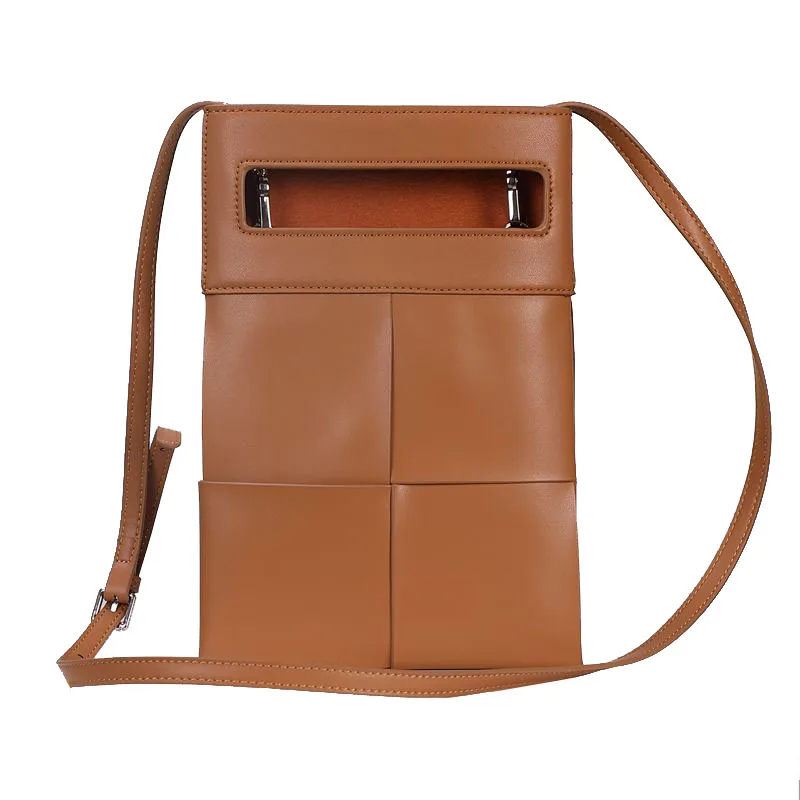 

WOONAM Women Fashion Handbag Top Hide Genuine Calf Leather Woven Shoulder Crossbody Bag BG3003