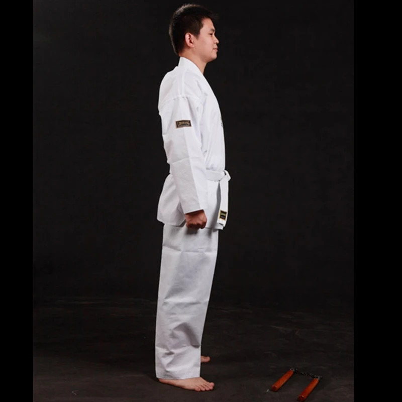 White Collar Taekwondo Uniform Quality Dobok Children Adult Clothes Karate  Judo Suit TKD Training Clothing Long Sleeve Coat