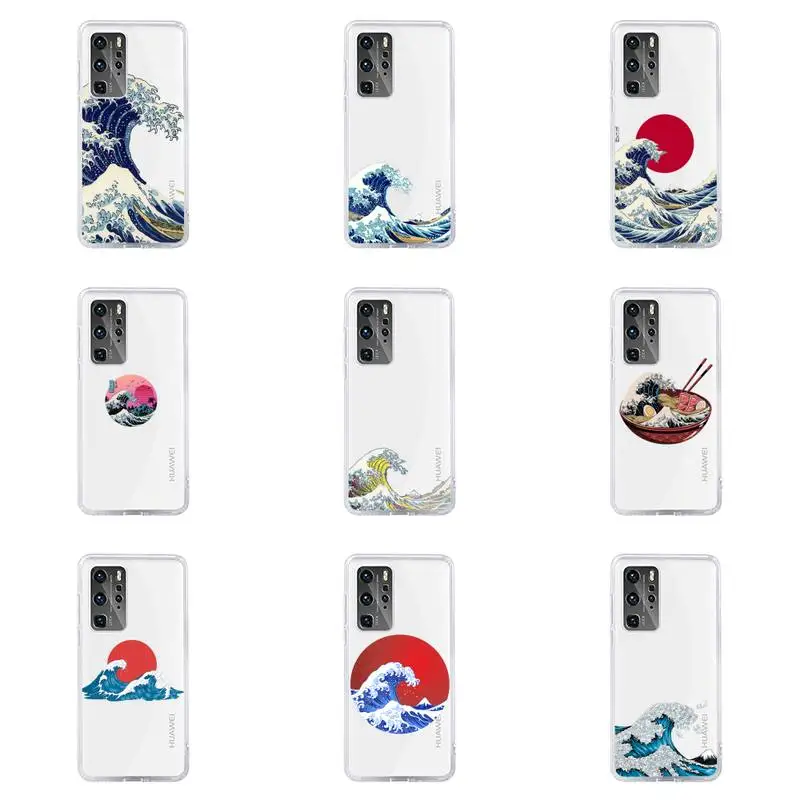

The Big Wave of kanagawa Phone Case For Huawei P40 P30 P20 Mate Honor 10i 30 20 i 10 40 8x 9x Pro Lite Transparent Cover