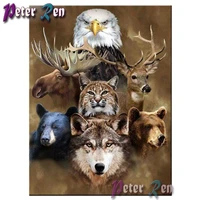 diy diamond painting wolf bear deer eagle full squareround rhinestone diamond embroidery mosaic picture modern home decoration