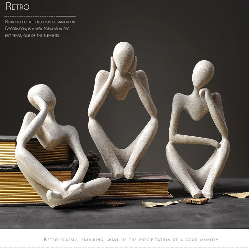 

Nordic Abstract Thinker Statue Resin Figurine Office Home Decoration Crafts 1 Pcs