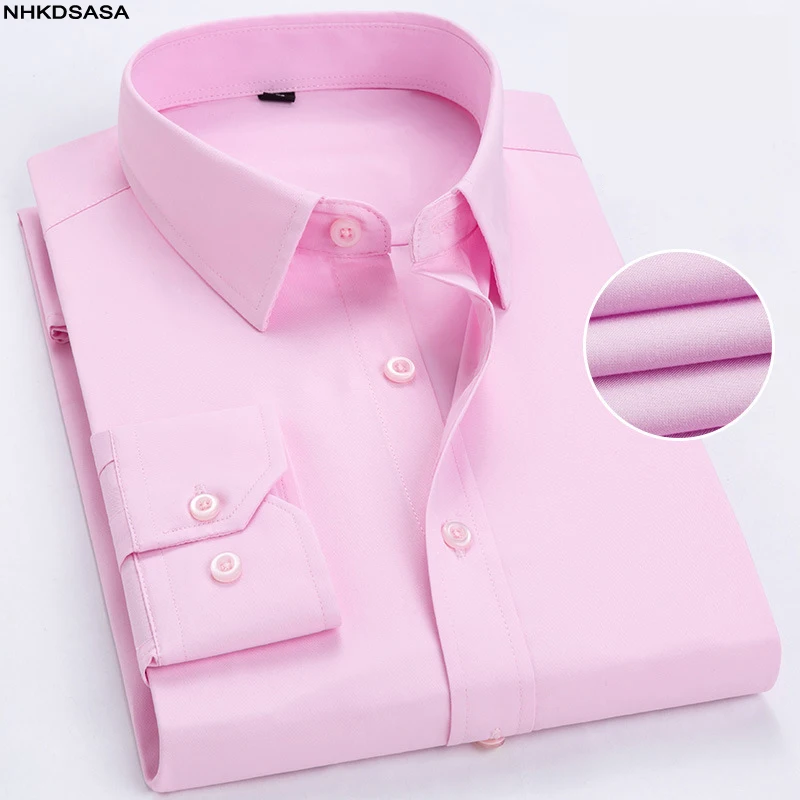 

Mens Business Plus Large Size 7XL 6XL 5XL 4XL Casual Long Sleeved Shirt Classic Striped Male Social Dress Shirts Purple Blue