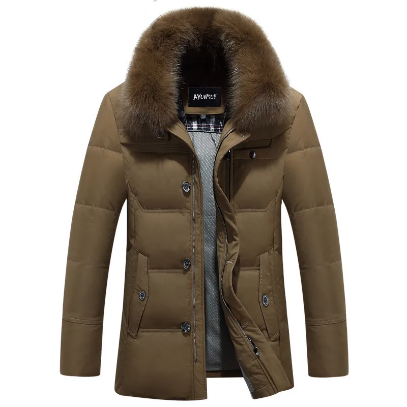 

Jacket Winter Men Parka 2020 White Duck Down Jacket Men Thick Casual Coat Pure Fox Fur Collar Warm Down Jacket Plus Size