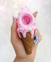 pink ice cream cone silicone pipe with glass bowl