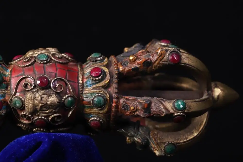 

wedding decoration Tibetan monastery collection copper tires hand-tapped chisel engraved gemstones Faqi Phurba Vajra