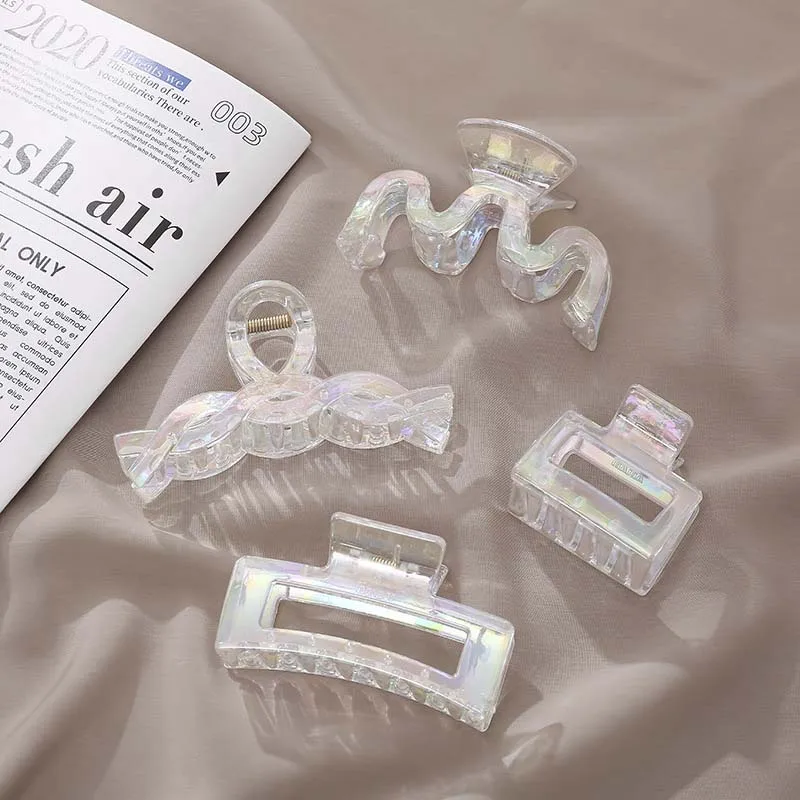 

CN New Korea Acrylic Clamp Back Head Hairpin French Retro Mermaid Color Hair Claw Fashion Temperament Girl Hair Accessories