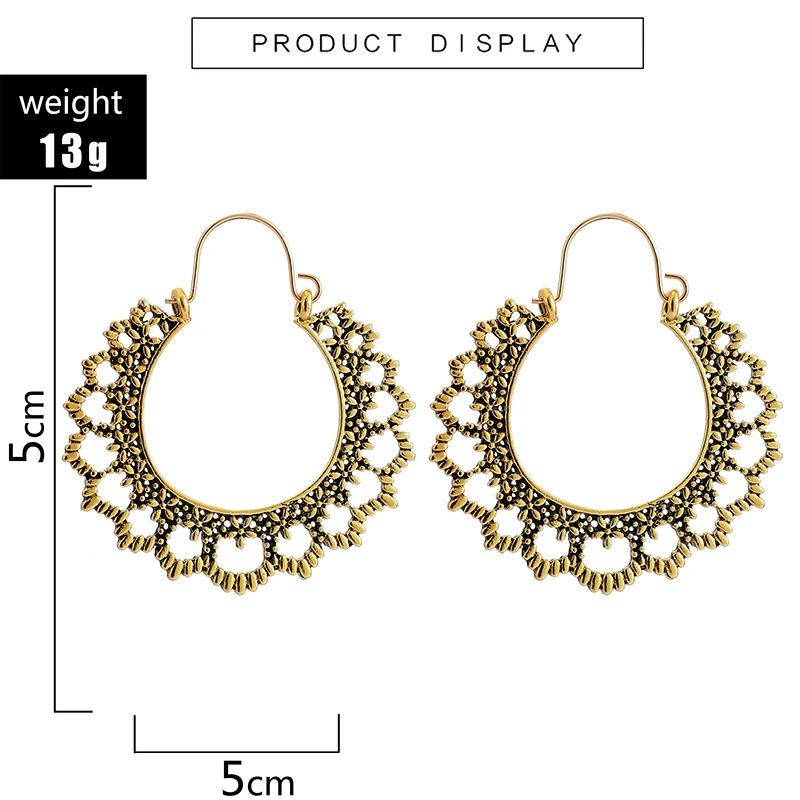 Женские винтажные серьги подвески Tocona золотистые висячие в античном стиле с