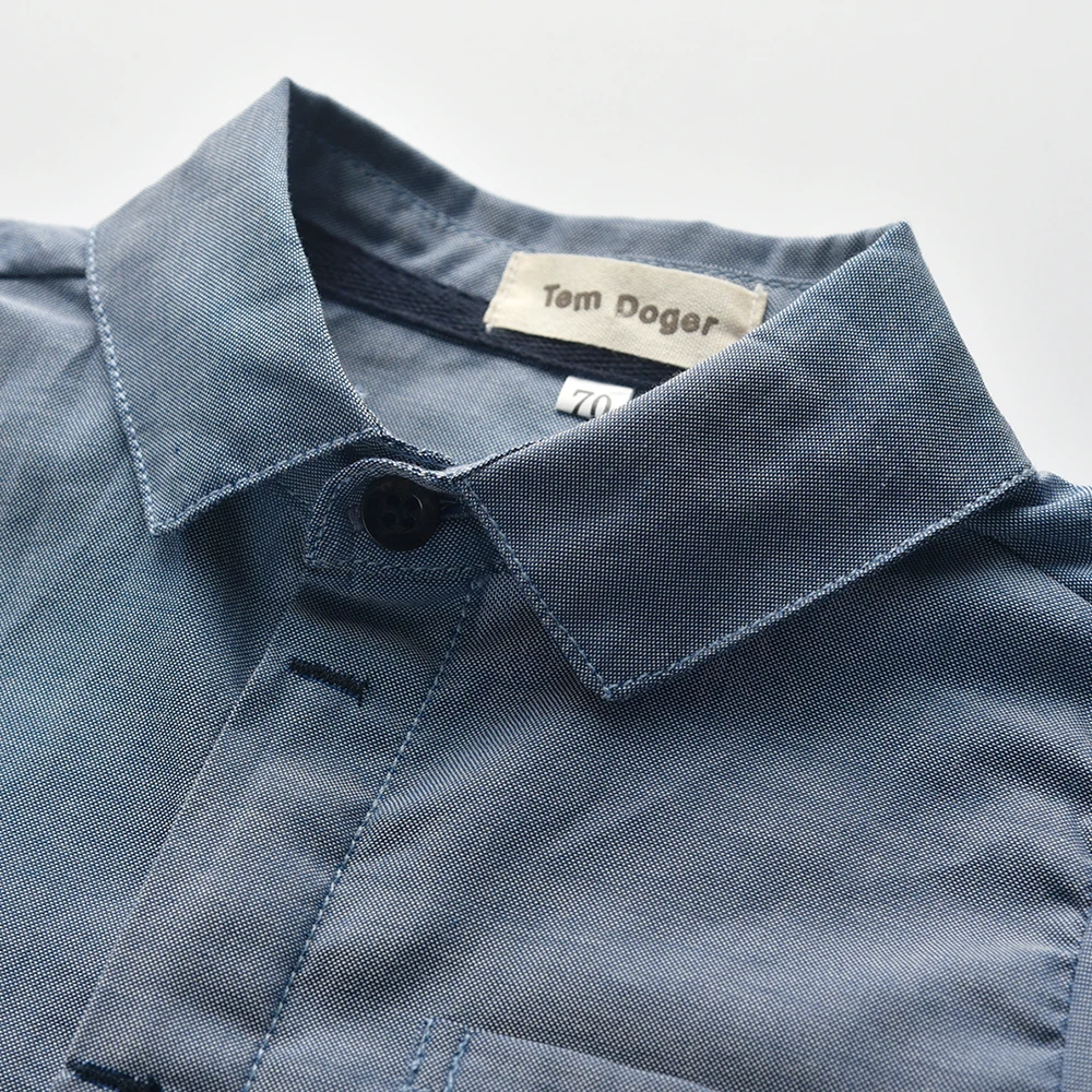 Tem Doger/Весенняя хлопковая одежда джентльмена для маленьких мальчиков рубашка с