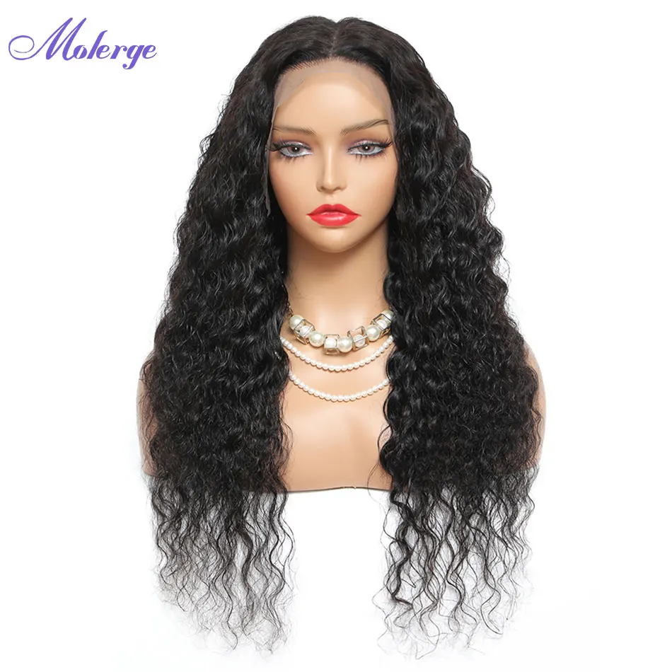 Brazilian Deep Wave Lace Front Human Hair Wigs 8-32Inch Natural Hair 4x4 Lace Closure Wig High Density On Sale Clearance Molerge