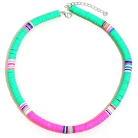 bohemian colorful clay beaded choker necklace for women girl boho rainbow soft pottery beach fashion jewelry