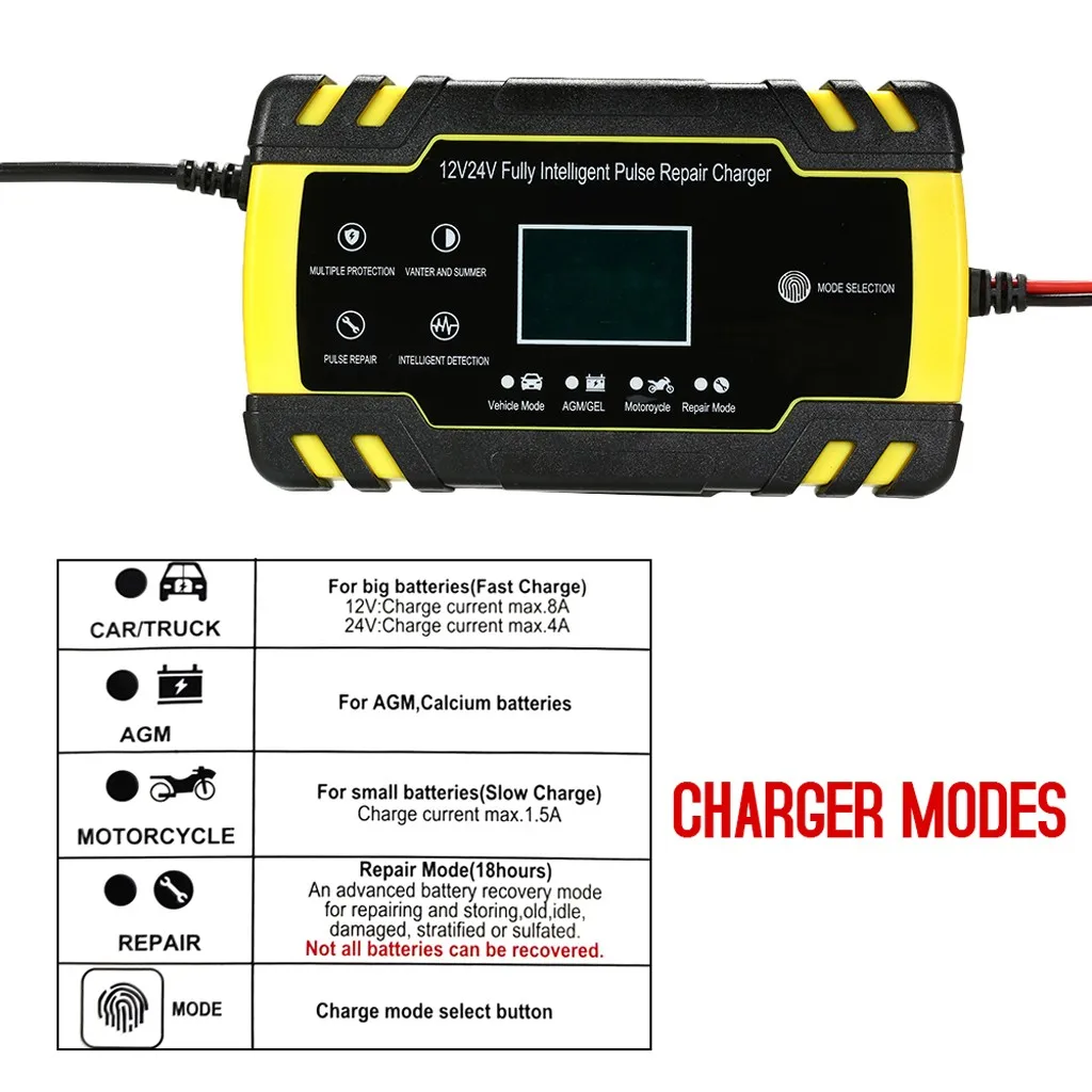 Полностью автоматическое автомобильное зарядное устройство для аккумуляторов 12