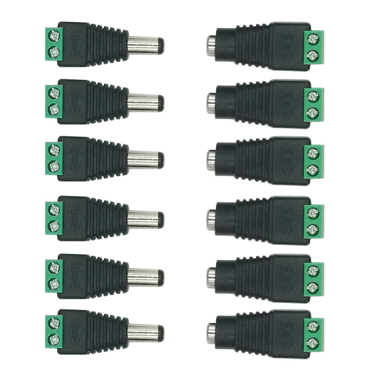 Hot 100 Pcs CCTV Cameras 2.1mm x 5.5mm DC Connector CCTV UTP Cable Power Plug Adapter Cable DC/AC 2/Camera Video Balun Connector