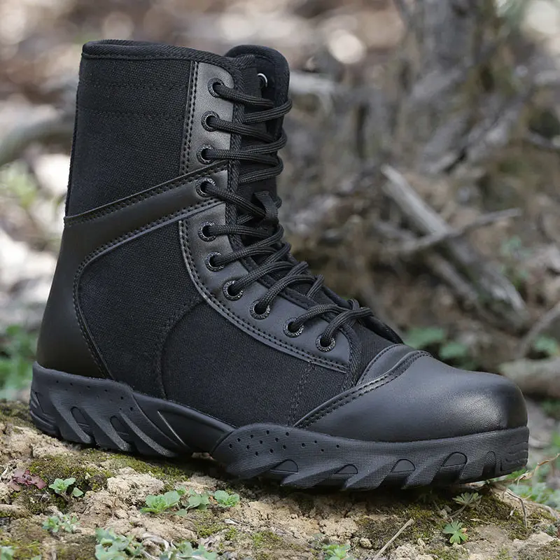 Military Boots Men Special Forces Combat High-Top Combat Canvas Tactical Training Breathable Wearable Ultralight Hiking Boots