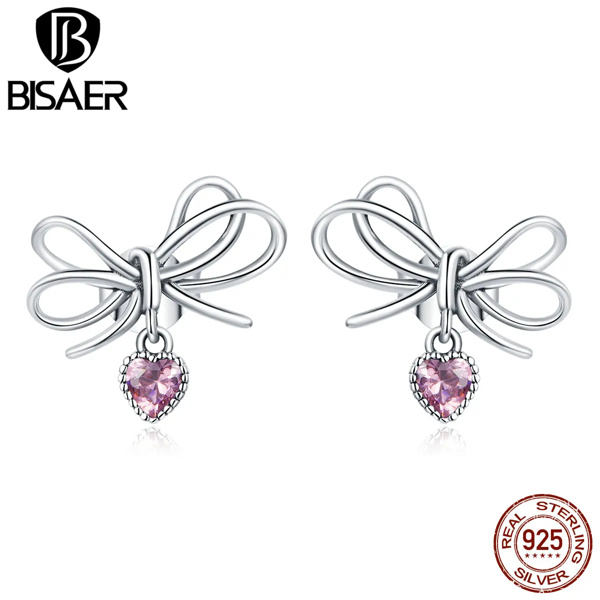 Женские серьги гвоздики из серебра 925 пробы с бантом|Серьги-гвоздики| |