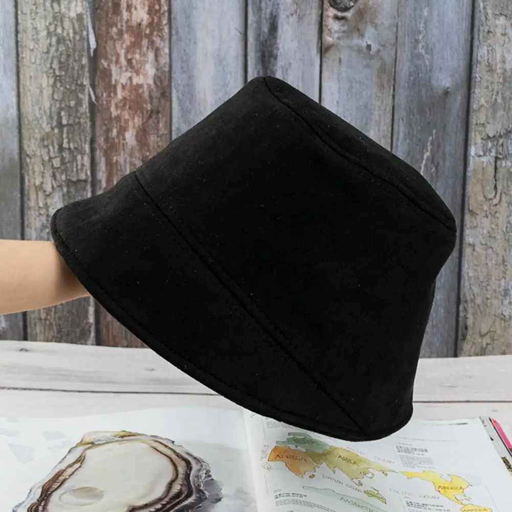

Winter Autumn Warm Unisex Suede Ear Protector Fisherman Bucket Hat Basin Cap