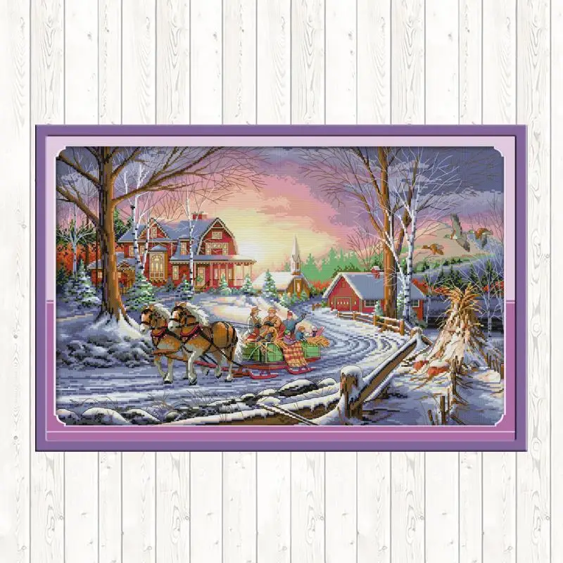 Зимние дорожные китайские наборы для вышивки крестиком ручная работа вышивка DMC