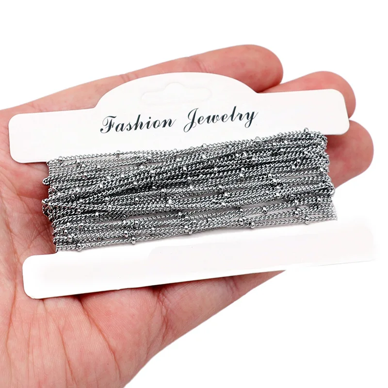 

Stainless Steel Gold color/ steel color Beads Sideways Chain DIY Jewelry Distribution Chain Sell By 5 Meter