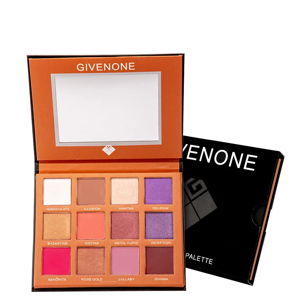 GIVENONE, 12 цветов, тени для век, блестящие, матовые, косметика, Dreamy, тени для век, палитра, стойкие, водонепроницаемые, тени для век, палитра, макияж