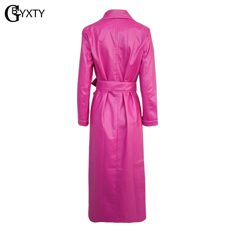 GBYXTY dames regenjas Женская ветровка из искусственной кожи с зубчатым воротником