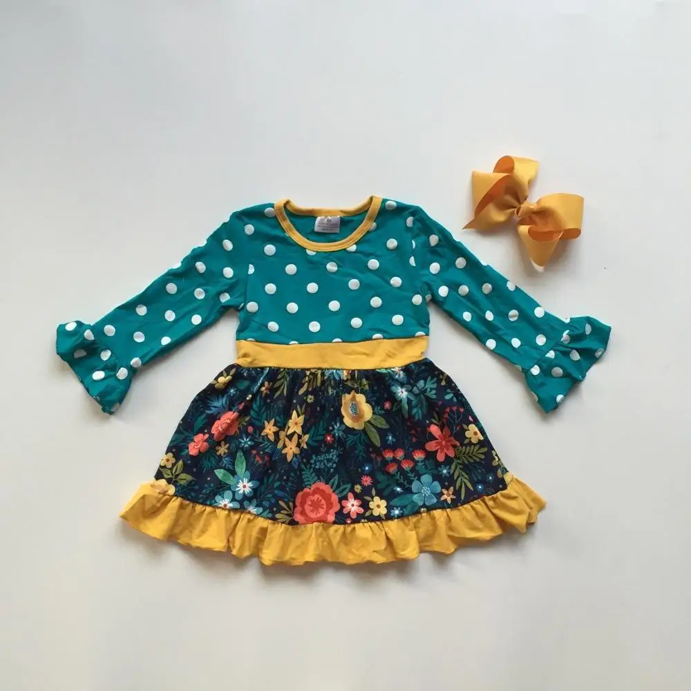 Одежда для маленьких девочек осеннее платье детское с цветочным рисунком