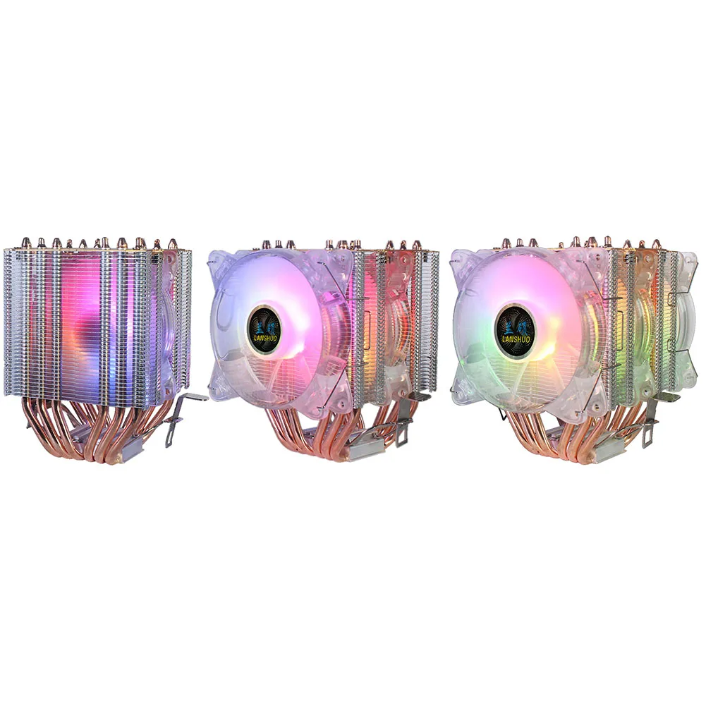 

CPU Cooler Fan for Lanshuo Crystal 6 Heat-pipes 4 Pin PWM RGB PC Computer Case Smart Cooling Radiator for Intel/AMD/X79 LGA 2011