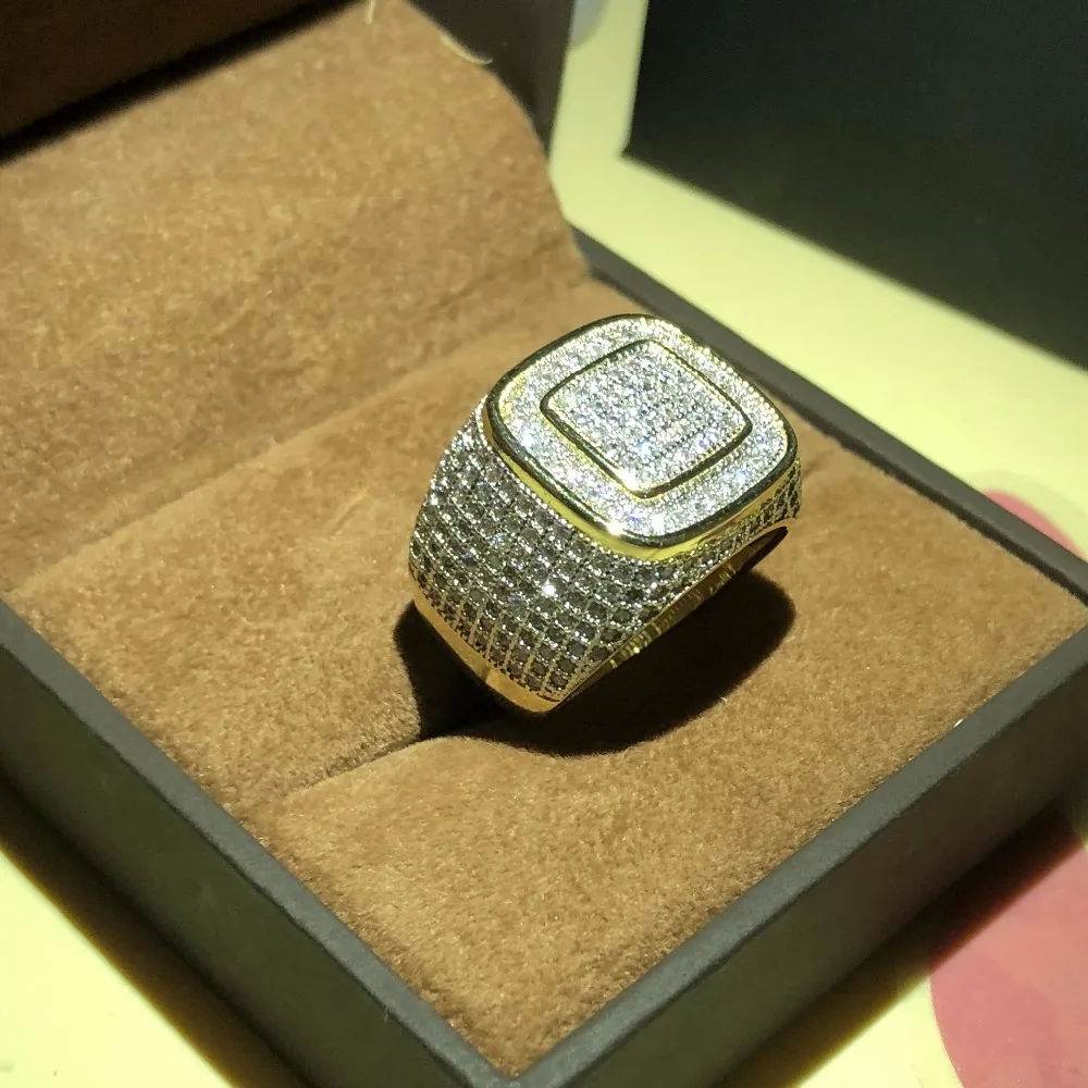 Роскошное кольцо в стиле хип хоп с микро проложить камнями CZ все кольца со льдом