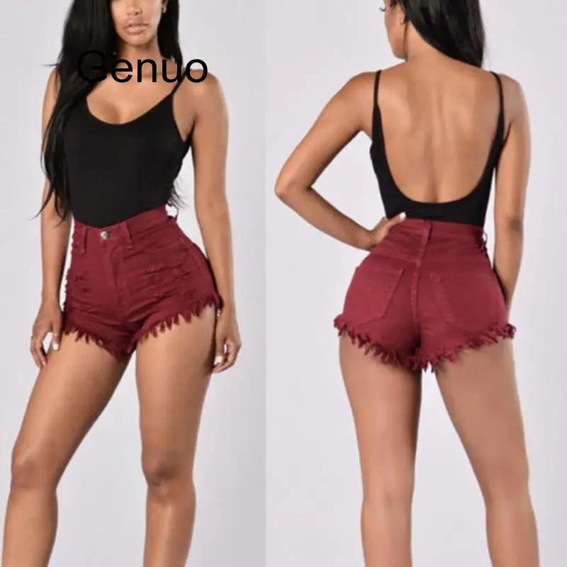 Модные женские летние Рваные джинсовые шорты с высокой талией пляжные