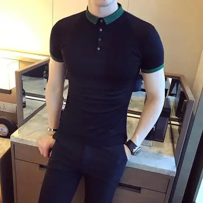 

Men's short sleeve t-shirt summer trend handsome casual half sleeve 7272
