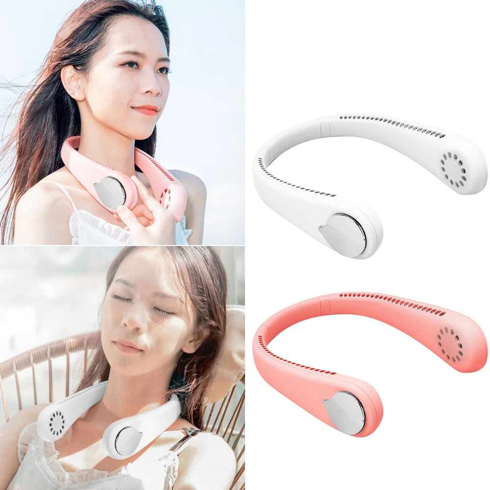 Мини USB портативный вентилятор шеи с перезаряжаемой батареей ветер носимый