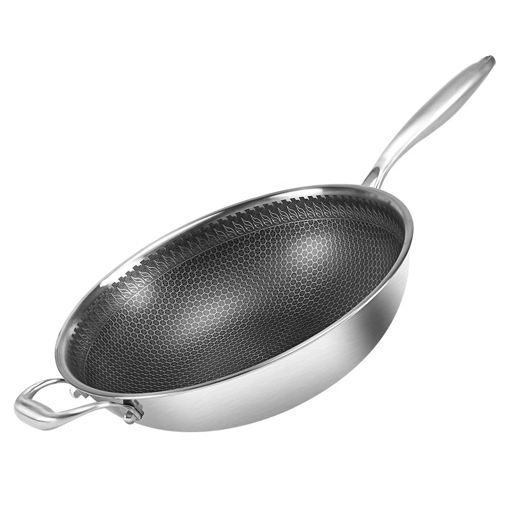 

Hot Sale Non-stick Pan Stainless Steel Frying Pan Woks With Handle