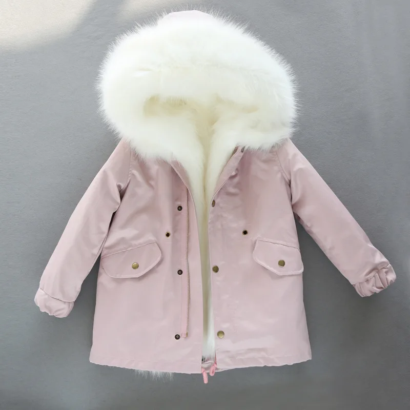 as picture Dollplus/-30 градусов новая одежда для девочек с длинными рукавами, одежда с мехом зимняя куртка теплая детская одежда утепленный пуховик с капюшоном, пальто из искусственного меха подростков верхняя одежда; парка - Цвет: as picture