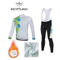 keyiyuan 2022 winter thermal fleece cycling jersey set mens outdoor mtb bib pants cycle clothing suit ciclismo invernale uomo