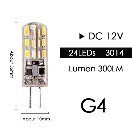 G4 3014 24LED DC12V Светодиодная лампа G4 G9 E14, лампа с затемнением, COB SMD, AC DC 12 В, 220 В, 3 Вт, 6 Вт, 9 Вт, сменная галогенная лампа, прожектор, люстра, Bombillas - Испускаемый цвет: G4 3014 24LED DC12V