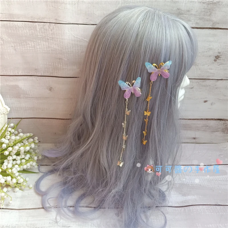 Старинный Стиль Hanfu Тюль имитации заколка &quotБабочка&quot аксессуары для волос
