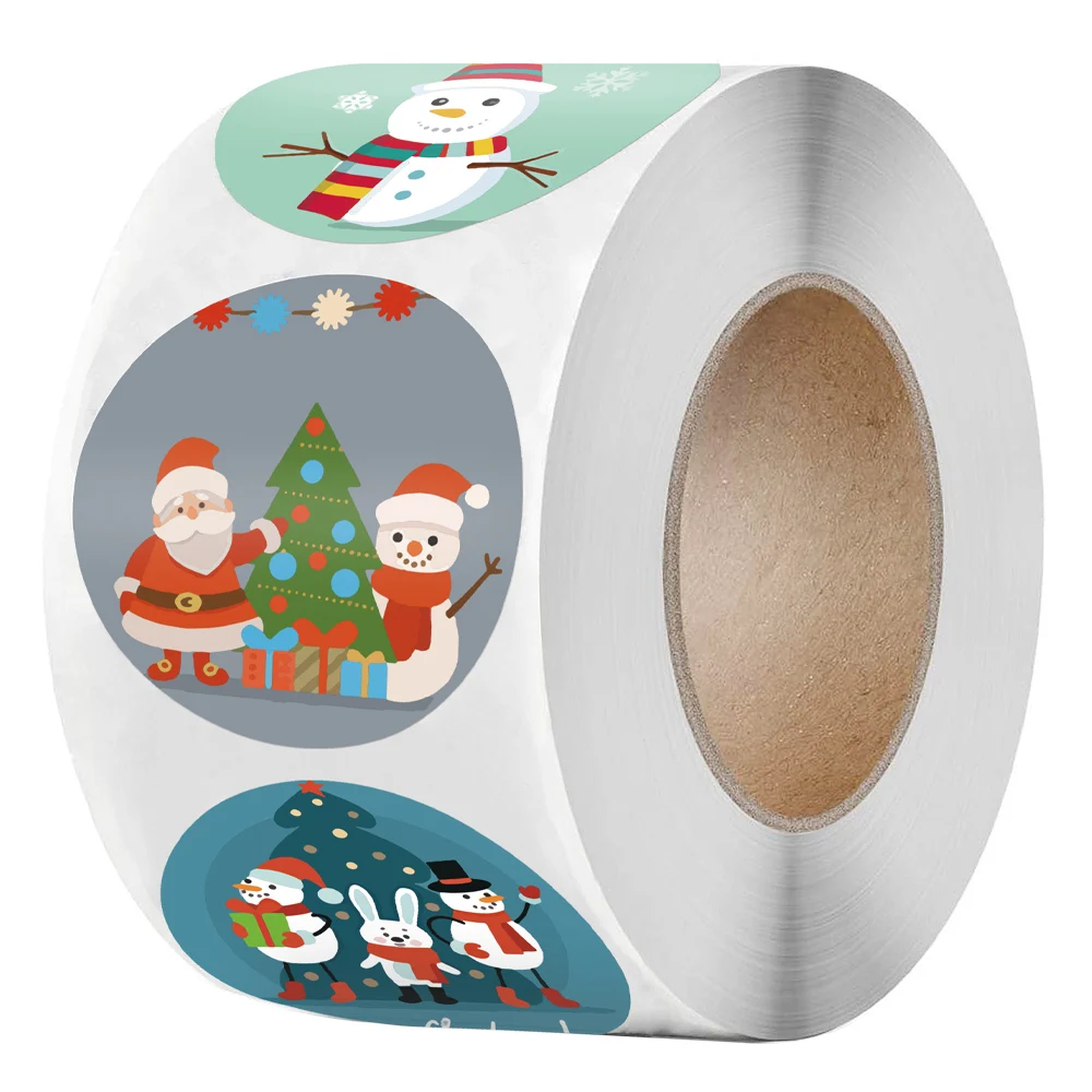 

500 Pcs Christmas Stickers Scrapbooking 8 Styles Holiday Party Decor Labels Gift Package Adhesive Stickers Stationery Supplies