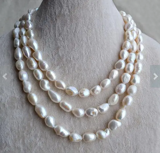 

Уникальный жемчуг ювелирный магазин длинное жемчужное ожерелье 55 дюймов 10 мм белый барокко натуральный пресноводный жемчуг ожерелье ювелирные изделия