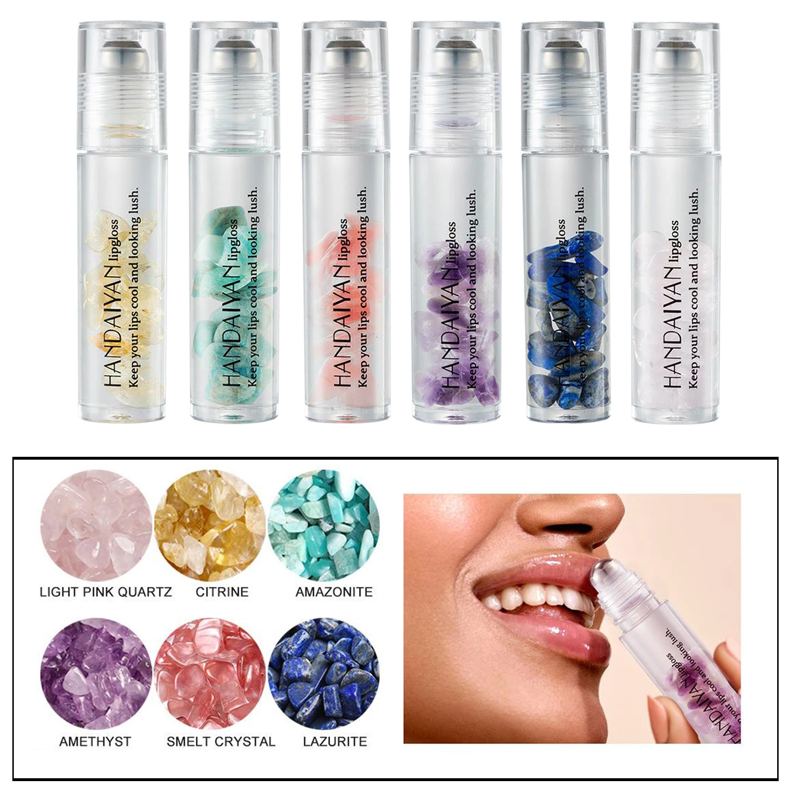 С украшением в виде кристаллов шарики ролика блеск для губ масло жидкое