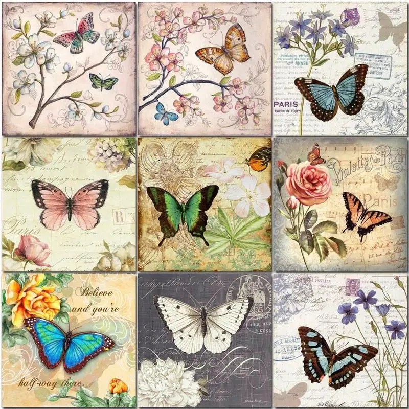 

CHENISTORY Frame Diy Painting By Numbers Butterfly Animal Canvas Drawing Flower Handpainted Gift Artwork Wall Decor 40x50cm