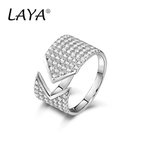 laya 925 sterling silver fashion retro adjustable opening double strip chunky ring for women party high quality zircon jewelry