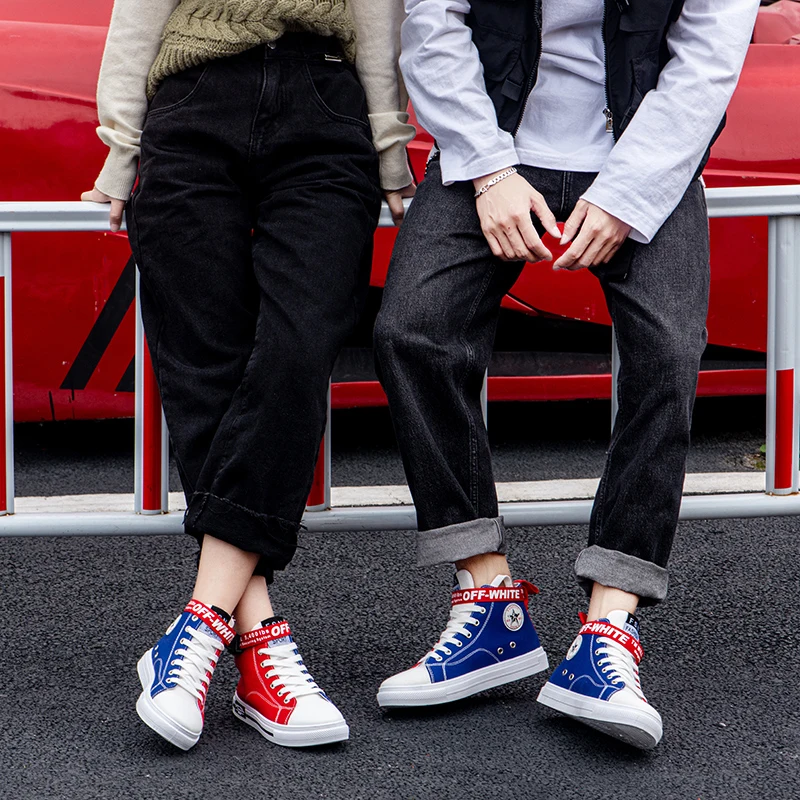 

New Lovers Canvas Shoes Women High Top Vulcanize Shoes Breathable Flat Men Casual Shoes Mixed Colors Ladies Sneakers Zapatillas