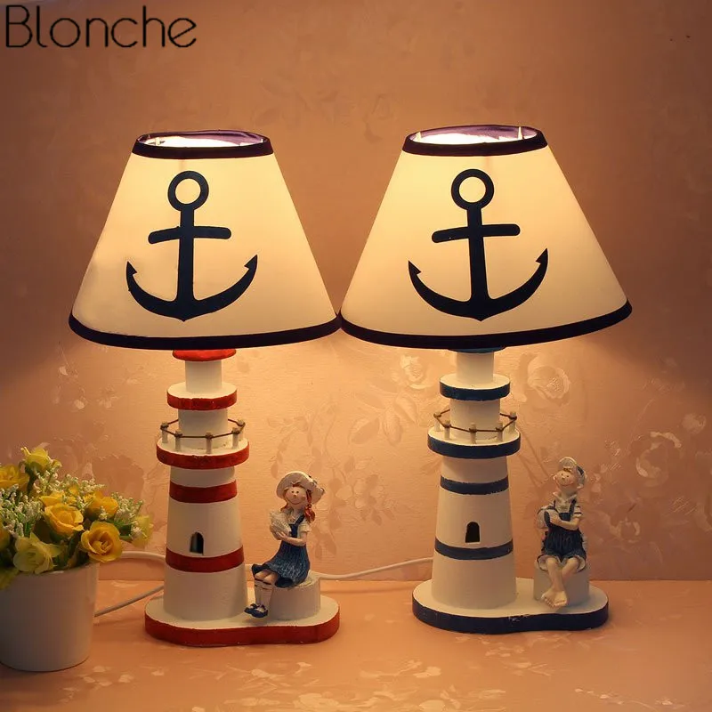 Mediterranean Style Table Lamp Lighthouse Desk Children Boys and Girls Bedside Study Reading Home Decoration | Освещение