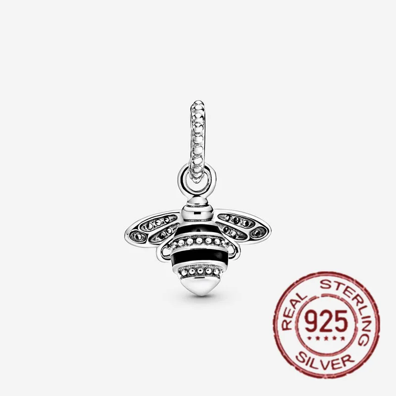

Simple Style 925 Sterling Silver Bee Dangle Charm Fit Original Pandora Bracelet Charms for Women Birthday Gift Handmade Jewelry