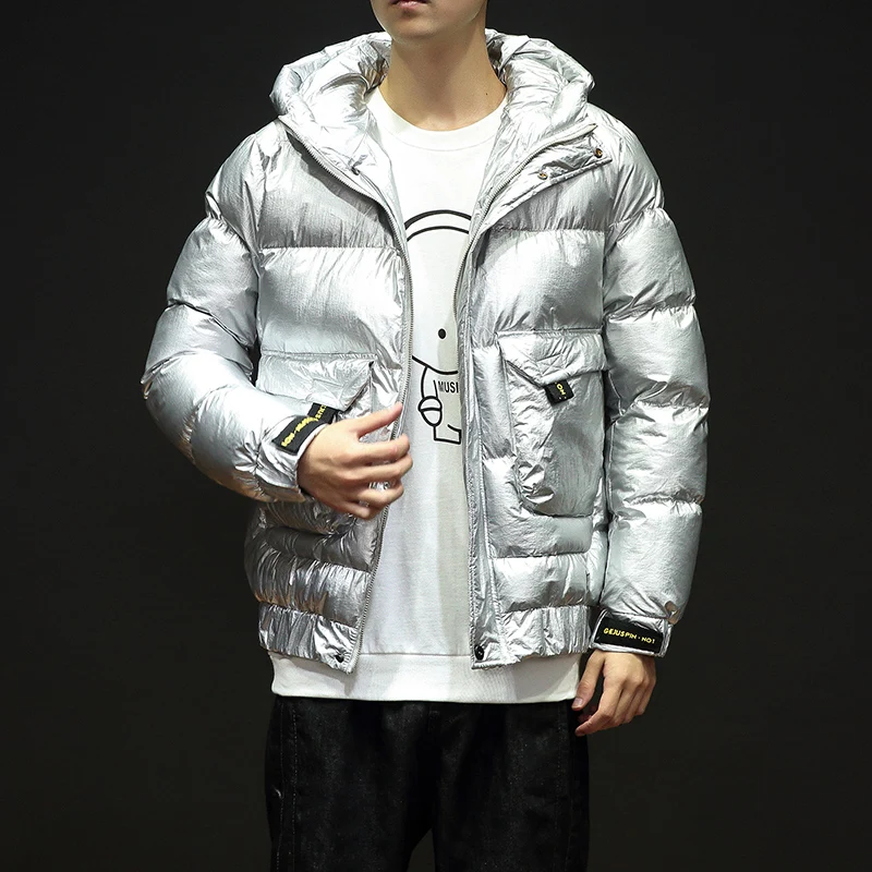 

Winter Pop Thickening Parkas Men Large Size 5XL Bright Color Cotton Clothes Mens Loose Thick Cotton Liner Fashion Parkas Coats