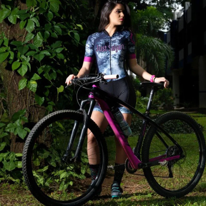 

2021 New Short Sleeve Frauen Bike Skinsuit Schnell Trocknende Enge Overall Triathlon Ropa Ciclismo Mujer Fahrrad Sportwear