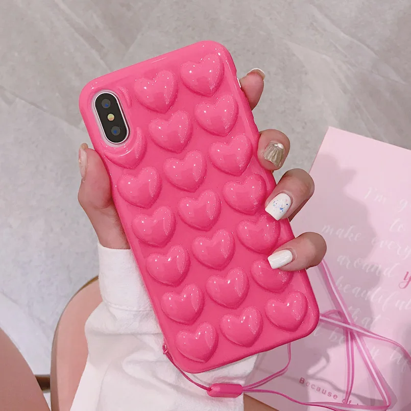 3D Любовь Сердце-Шап чехол для iPhone X XS Max XR мультфильм Чехлы 7 8 6 6S Plus Мягкий ТПУ