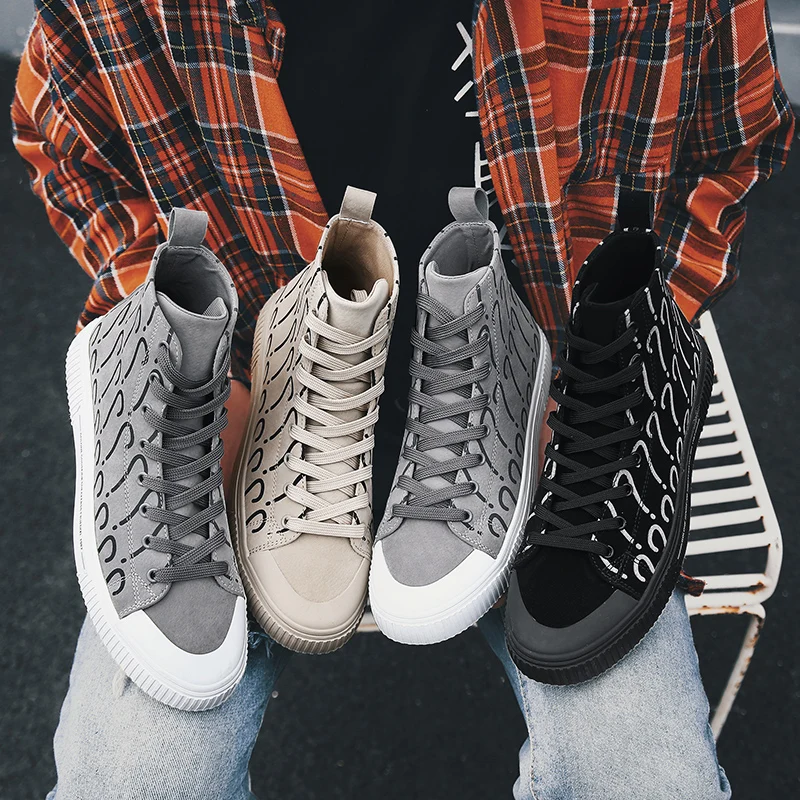 

Brand New Classic Style Men Casual Sneaker Shoes Fashion Designer Men Leather High Top Shoes Light Comfortable Flats Men's Shoes